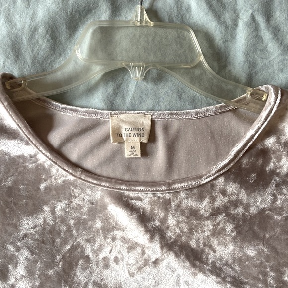 Caution To The Wind Velvet Top Size M Gray Color Crew Neck - Picture 2 of 6